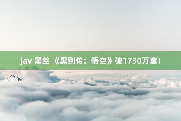 jav 黑丝 《黑别传：悟空》破1730万套！