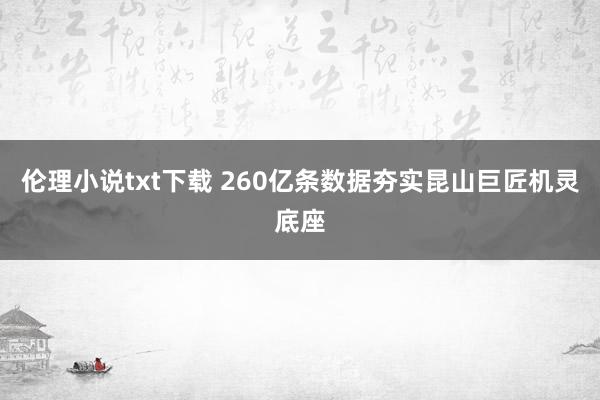 伦理小说txt下载 260亿条数据夯实昆山巨匠机灵底座